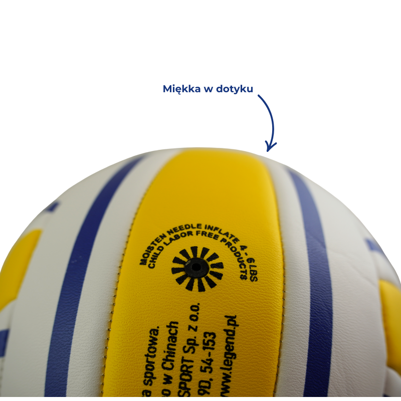 Piłka siatkowa Legend w rozmiarze 5, wyjątkowo miękka w dotyku i jednocześnie pewnie leży w dłoni gracza.