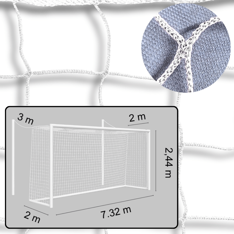 Siatka na bramkę do piłki nożnej SENIOR |7,5m x 2,5m| PE 3mm bezwęzłowa - Legend Sport